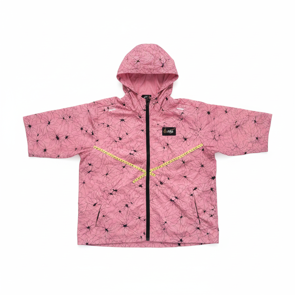 Veste rose avec manches et bandes jaunes